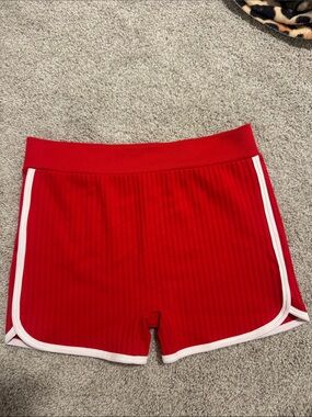 NOBO Red Ribbed Athletic Shorts with White Trim